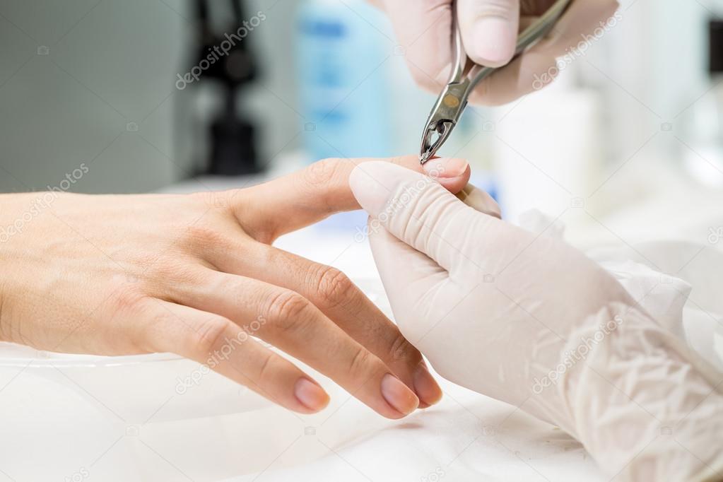 Manicure process in a beauty salon
