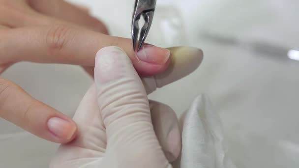 Proceso de manicura en un salón de belleza — Vídeo de stock