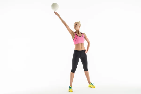 Sport girl with ball — Stock fotografie