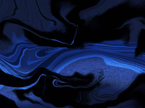 Abstract achtergrond blauw zwart kleur, Vloeibaar ontwerp acryl kunstwerk — Stockfoto