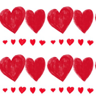 Beyaz zemin üzerinde kırmızı kalp olan pürüzsüz desen