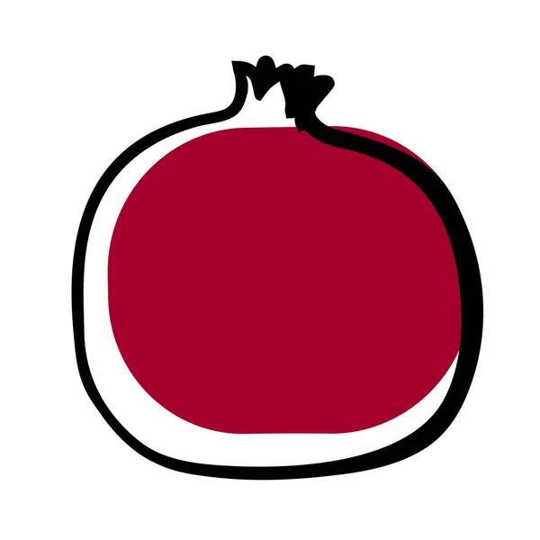 Illustration de fruits de grenade en ligne art et couleur rouge isolé sur blanc — Image vectorielle