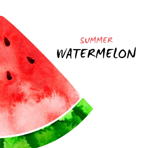 Watermeloen plakken watecolor illustratie geïsoleerd op wit — Stockfoto