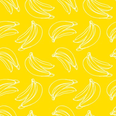 Sarı renkte beyaz çizgili muzların çizimi ile vektör kusursuz desen