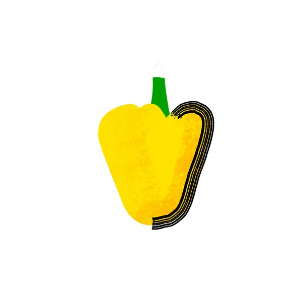 Stilisierte gelbe Paprika-Illustration auf Weiß — Stockfoto