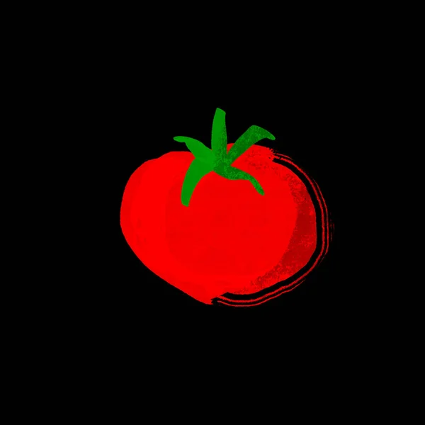 Stylized red tomato illustration on black —  Fotos de Stock