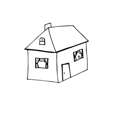 El çizimi ev çizimi çizim biçimi beyaza izole edilmiş
