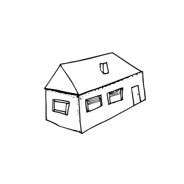 Hand tekenen huis illustratie doodle stijl geïsoleerd op wit — Stockvector
