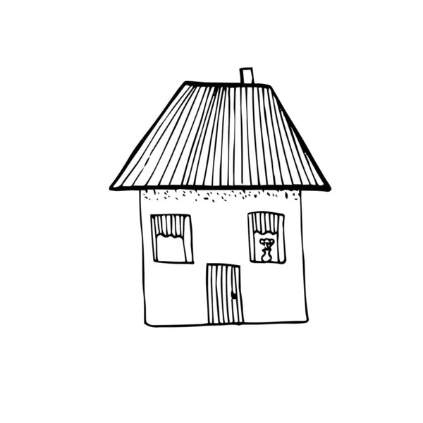 Hand draw house illustration doodle style isolated on white — ストックベクタ