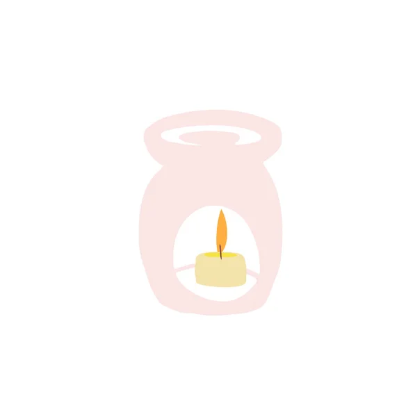 Aroma lamp with candle illustration in flat style — Stock Vector