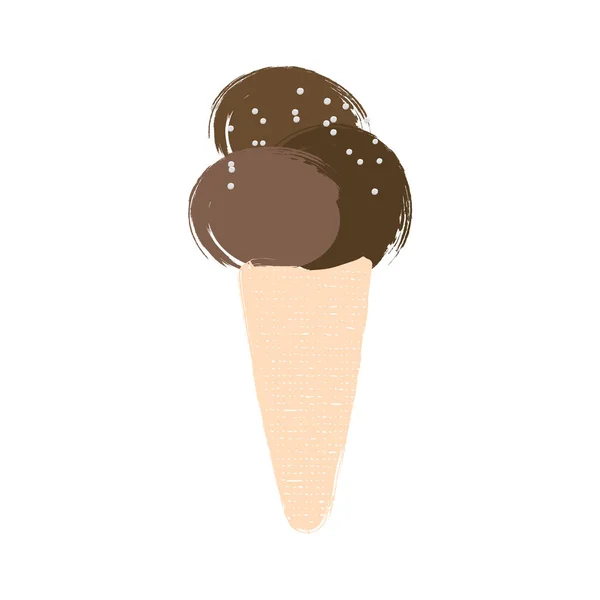 Ilustración de helado de chocolate en estilo de dibujos animados aislados en blanco — Archivo Imágenes Vectoriales