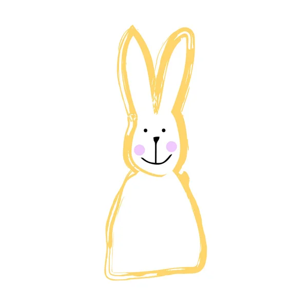 Ilustração de coelho no estilo de desenho animado de cor amarela isolado no branco — Vetor de Stock