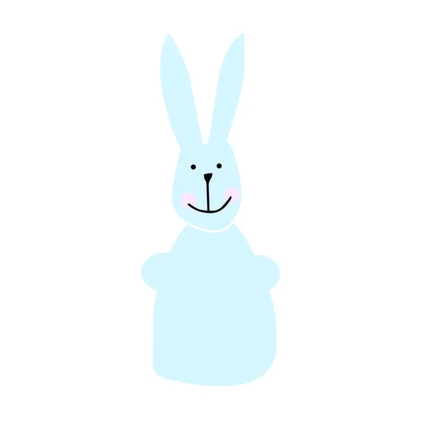 Ilustración de conejo en estilo de dibujos animados de color azul aislado en blanco — Vector de stock