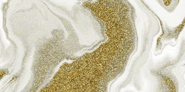 Abstract illustratie vloeistof kunst design achtergrond wit en geel kleur gouden textuur — Stockfoto