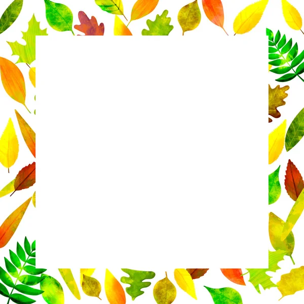 Quadro de outono ilustração aquarela com folhas — Fotografia de Stock