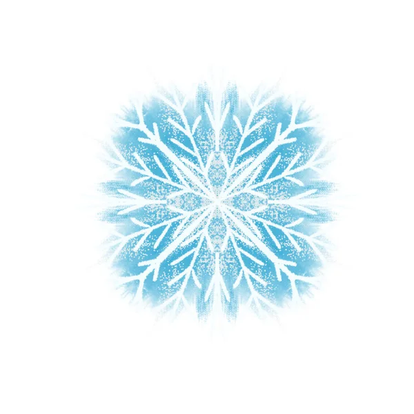 Snowflake Illustration Blue Color Isolated White Background Text Hello Winter — Stock Photo, Image