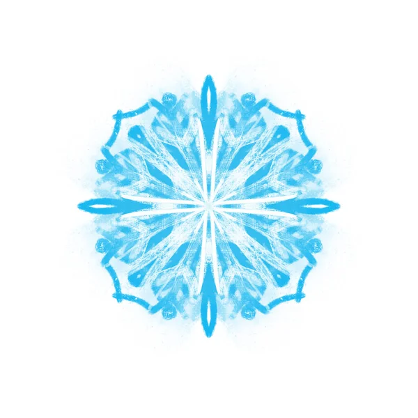 Snowflake Illustration Blue Color Isolated White Background Text Hello Winter — Stock Photo, Image