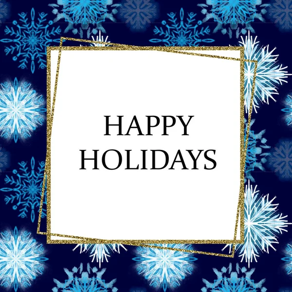 Cadre d'arrière-plan d'hiver avec l'image de flocons de neige bleus avec effet de texture stylisé Forme pour le texte. Joyeuses fêtes — Photo