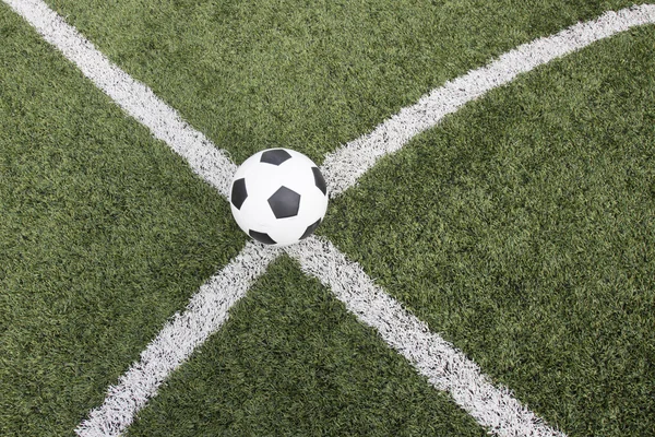Soccer football field stadium grass line ball background texture — Stock Photo, Image