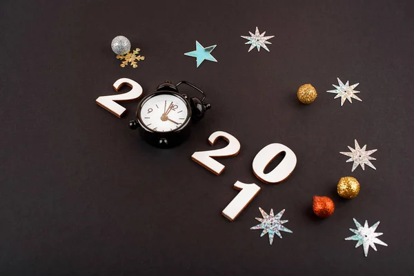 Wodden 2021 Conceptos Ideas Creatividad Inspiración Con Poco Reloj Sobre — Foto de Stock