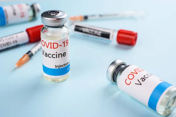 Covid Corona Virus 2019 Ncov Vakcina Injekciós Üvegek Gyógyszer Palack — Stock Fotó