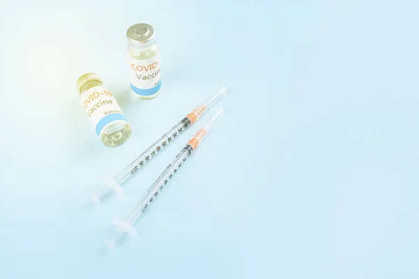 Covid Corona Virus 2019 Ncov Vacuna Viales Medicamento Frascos Jeringa —  Fotos de Stock