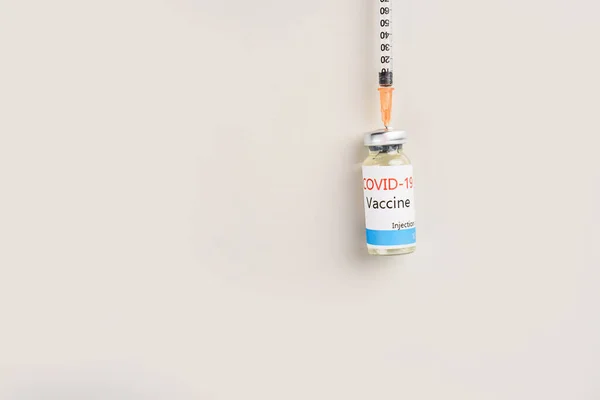 Covid Corona Virus 2019 Ncov Vaccin Injektionsflaskor Läkemedel Flaskor Spruta — Stockfoto