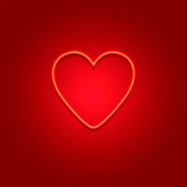 Красивая Открытка Неоновым Сердцем Красном Фоне Тема Любви Lovers Place — стоковое фото