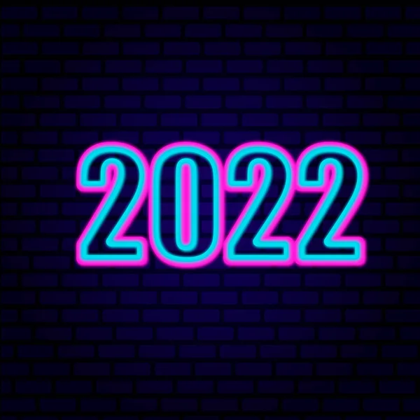 Ícone Número 2022 Feliz Ano Novo Estilo Néon Ícone Decoração — Fotografia de Stock