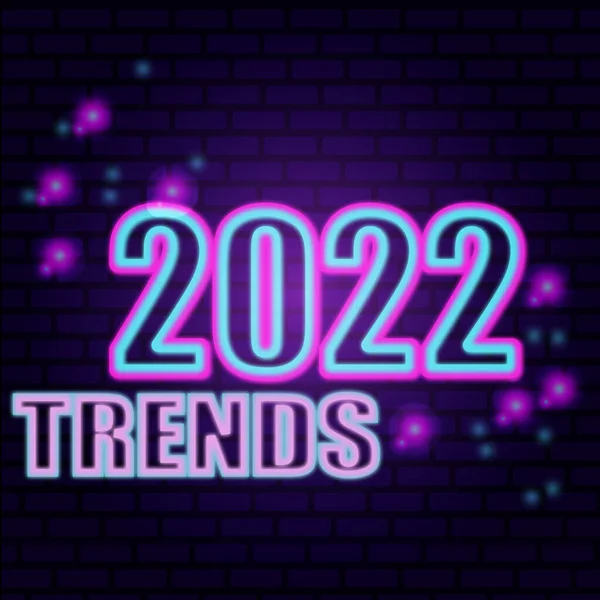 2022 Numero Icona Felice Anno Nuovo Stile Neon Icona Decorazione — Foto Stock