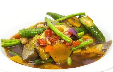 soya sosu, haşlanmış sebze