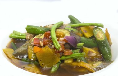 soya sosu, haşlanmış sebze