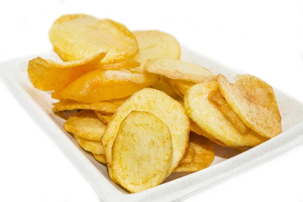 Batatas fritas em uma chapa branca — Fotografia de Stock