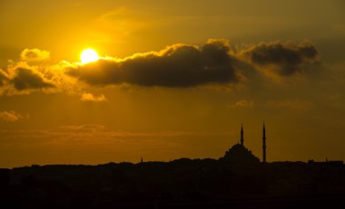 Mosque at sunset clipart