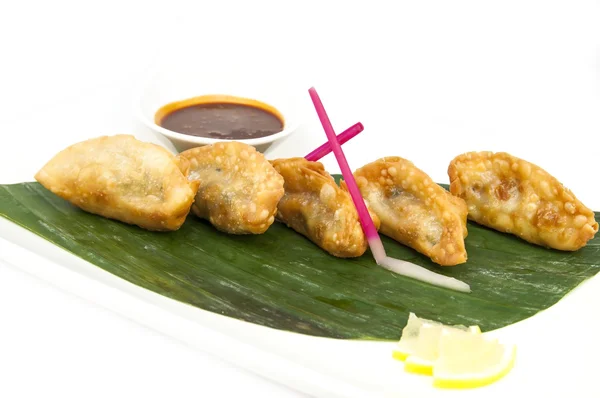 Japanska dumplings med sallad — Stockfoto