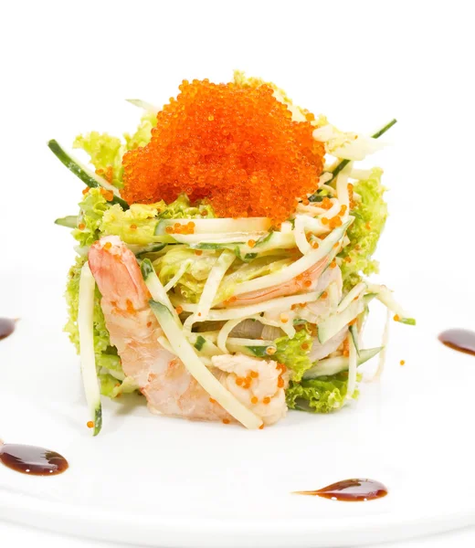 Yeşil salata ve deniz ürünleri — Stok fotoğraf