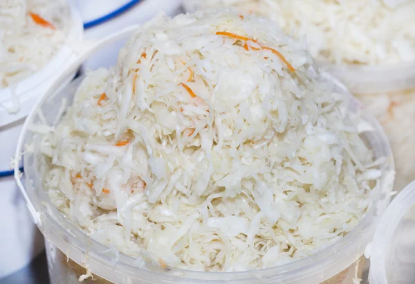 Salted cabbage in a bucket — Stock Photo, Image