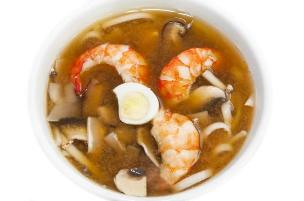 Shrimp soup and spaghetti — Stock Photo, Image