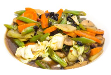 soya sosu, haşlanmış sebze