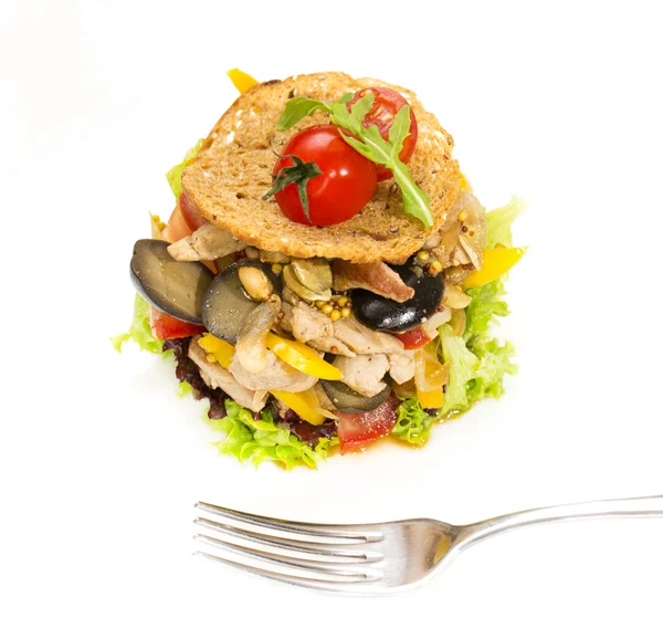 Salad with vegetables and meat — Stock Photo, Image