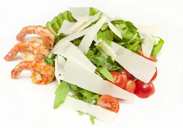 Shrimp salad greens and avocado — Stock Photo, Image