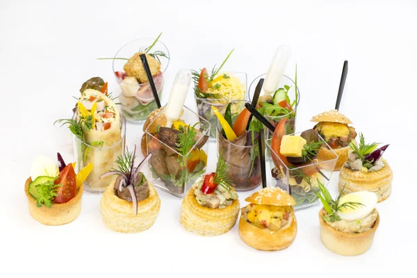 Mini Canape with meat and vegetables — Stock Photo, Image