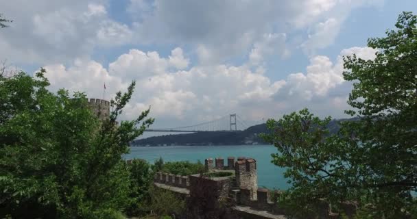 Древняя крепость Румели в Стамбуле — стоковое видео
