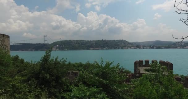 Древняя крепость Румели в Стамбуле — стоковое видео