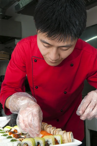 Japon Şef yemek hazırlama — Stok fotoğraf