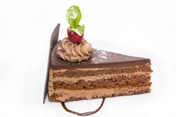 Pedazo de pastel de crema de chocolate — Foto de Stock