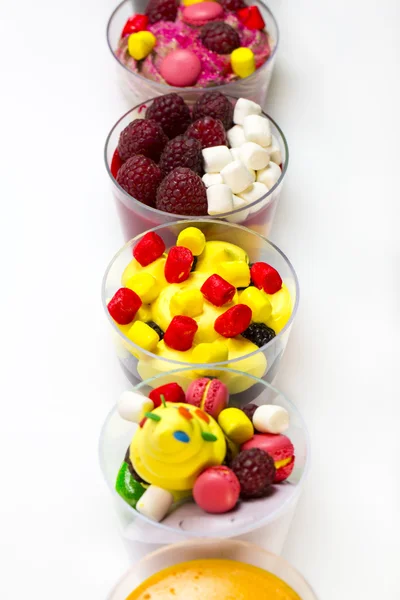 Dessert in plastic cups — Stock Photo, Image