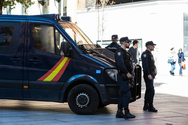 Madrid España Marzo 2018 Policía Las Calles Ciudad Vigilando Orden — Foto de Stock