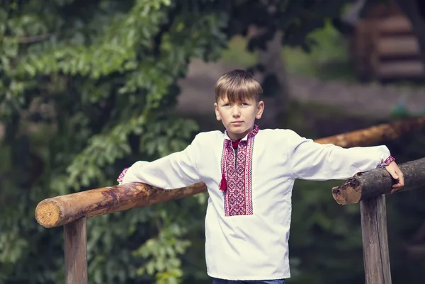 Geleneksel Ukrayna elbise giyen genç çocuk — Stok fotoğraf