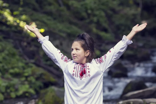Дівчина в національному українському одязі — стокове фото